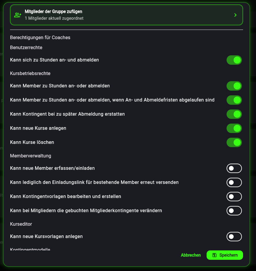 BkeriX Rollen und Rechte mit Coach-Berechtigungen